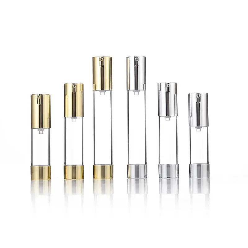 Gold Silver Plastic Airless Lotion Pump Bottles