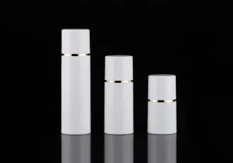 50ML PP White Airless Lotion Bottle Gold Border