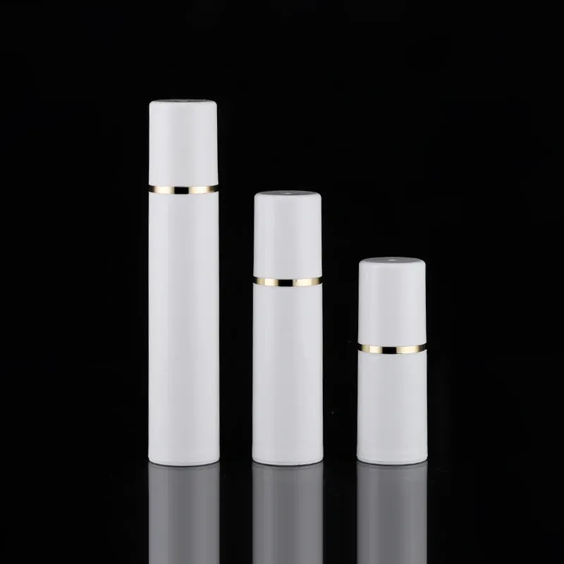 50ML PP White Airless Lotion Bottle Gold Border