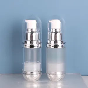 30ml 50ml Frost Airless Pump Plastic Bottle Electroplate Skin Care Serum Cosmetic Packaging