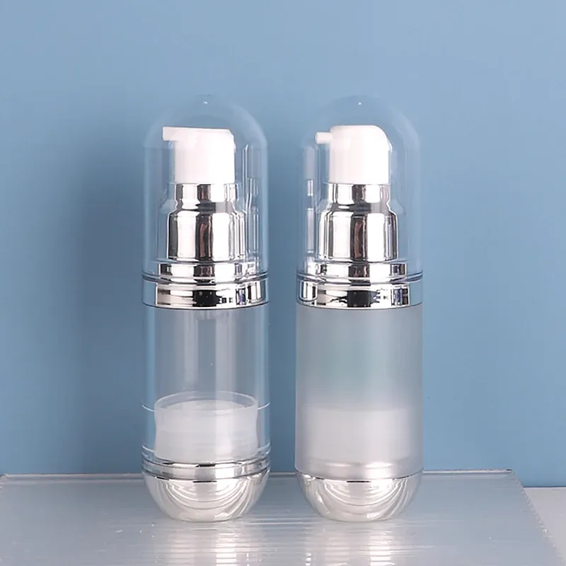 30ml 50ml Frost Airless Pump Plastic Bottle Electroplate Skin Care Serum Cosmetic Packaging