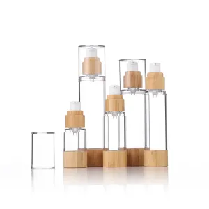 Bamboo Wood Cosmetic Packaging Airless Pump Lotion Bottle