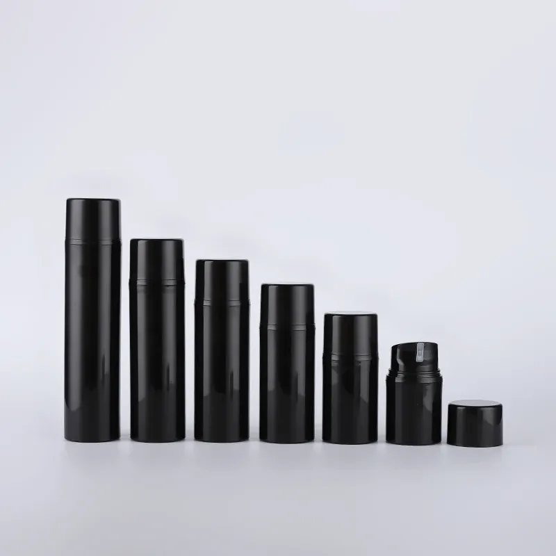 100ml Black Flat Airless Pump Bottle Wholesale Plastic PP 