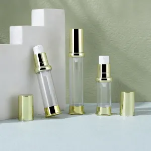 5ml 10ml 15ml Mini Airless Pump Bottle Silver Gold Transparent Lotion Cosmetic Spray Cream