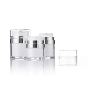 15ml 30ml 50ml White Silver Pump Airless Jar Airless Pump Bottle
