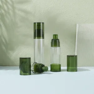 Silk Screen Printing Lotion Pump Bottle Green Clear AS Airless Bottle 15ml