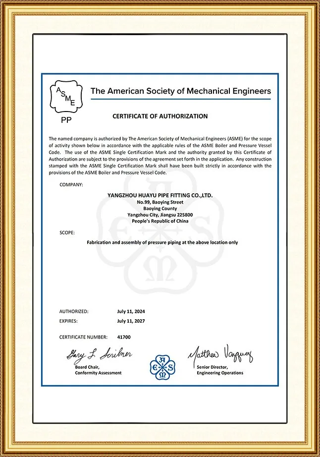 ASME Certificate