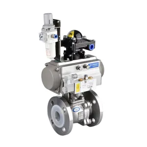 Pneumatic fluorine-lined flange ball valve