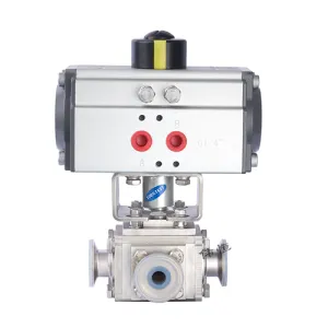 Vanne pneumatique à bille en T carré doublée de fluor