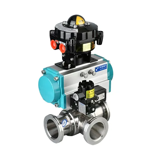 Пневматичний вакуумний триходовий кульовий кран