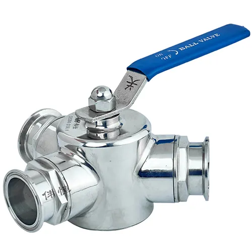 Sanitary y-type three-way ball valve