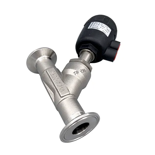 Pneumatic quick-mount angle seat valve