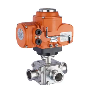Electric square three-way ball valve