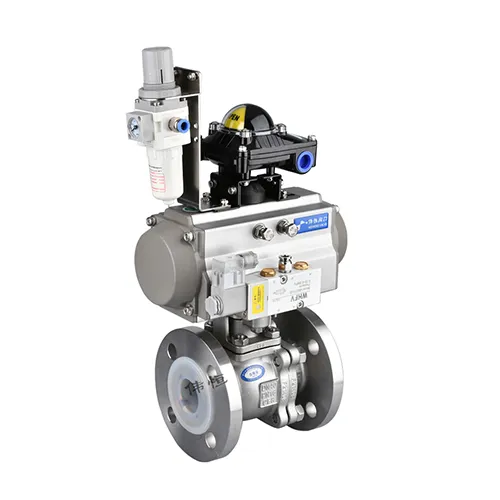 Valvola a sfera in fluoro rivestita con feedback di segnale elettromagnetico e filtraggio a flangia pneumatica chimica