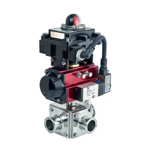 Пневматичний електромагнітний вибухозахищений регульований квадратний триходовий кульовий кран