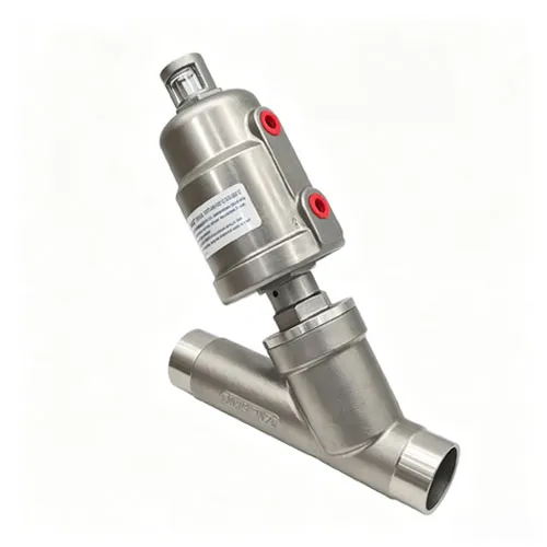 Welded angle seat valve stainless steel head