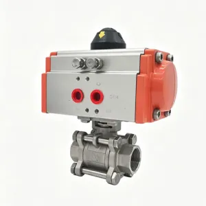 Pneumatic three piece threaded ball valve AT