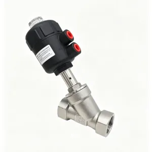 Threaded angle seat valve plastic head