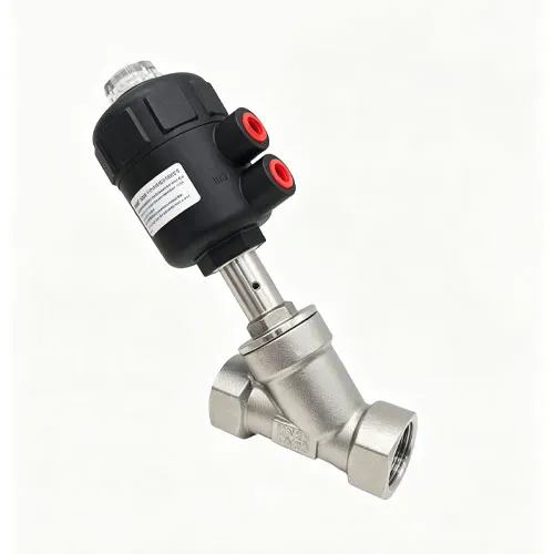 Threaded angle seat valve plastic head