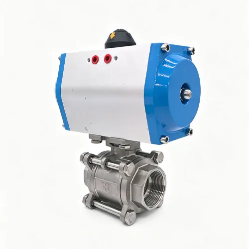 Pneumatic three piece threaded ball valve GT