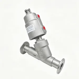 tri clamp pneumatic angle seat valve stainless steel actuator