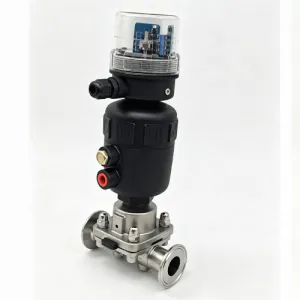 Hygienic tri-clamp diaphragm valve with feedback actuator