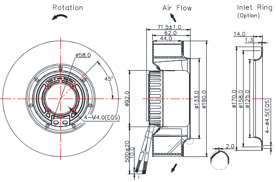 EC series  Centrifugal Fan190*63mm