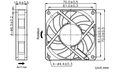Axial Fan 70*70*15mm