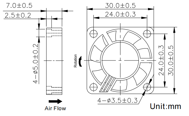 Axial Fan 30*30*7mm