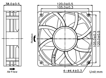 EC series Boosting Fan 120*120*38mm