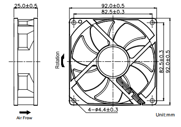 EC series Axial Fan 92*92*25mm