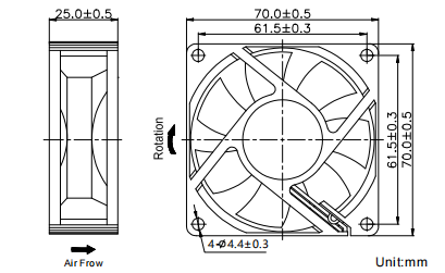 EC series Axial Fan 70*70*25mm