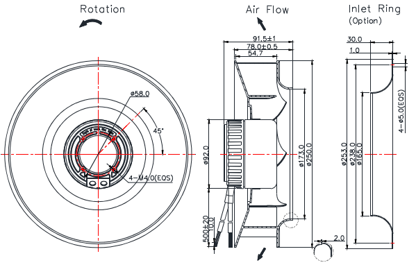 EC series  Centrifugal Fan250*78mm