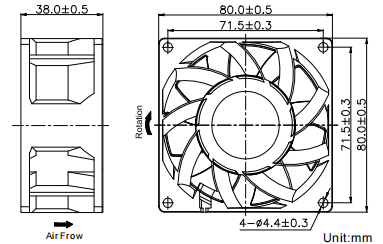 EC series Boosting Fan 80*80*38mm