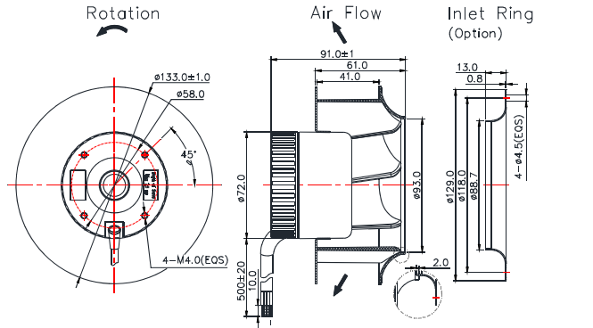 EC series  Centrifugal Fan133*62mm