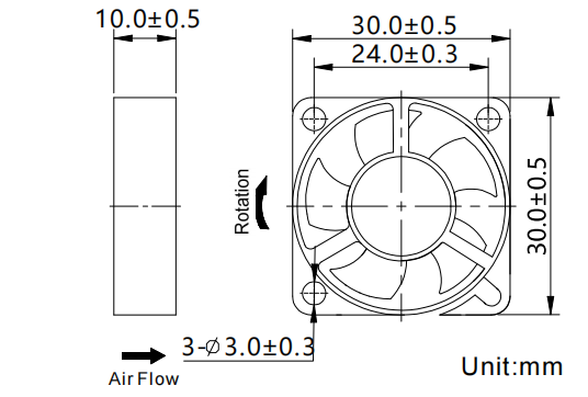Axial Fan 30*30*10mm
