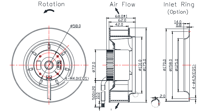 EC series  Centrifugal Fan175*62mm