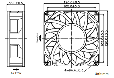 EC series Boosting Fan 120*120*38mm