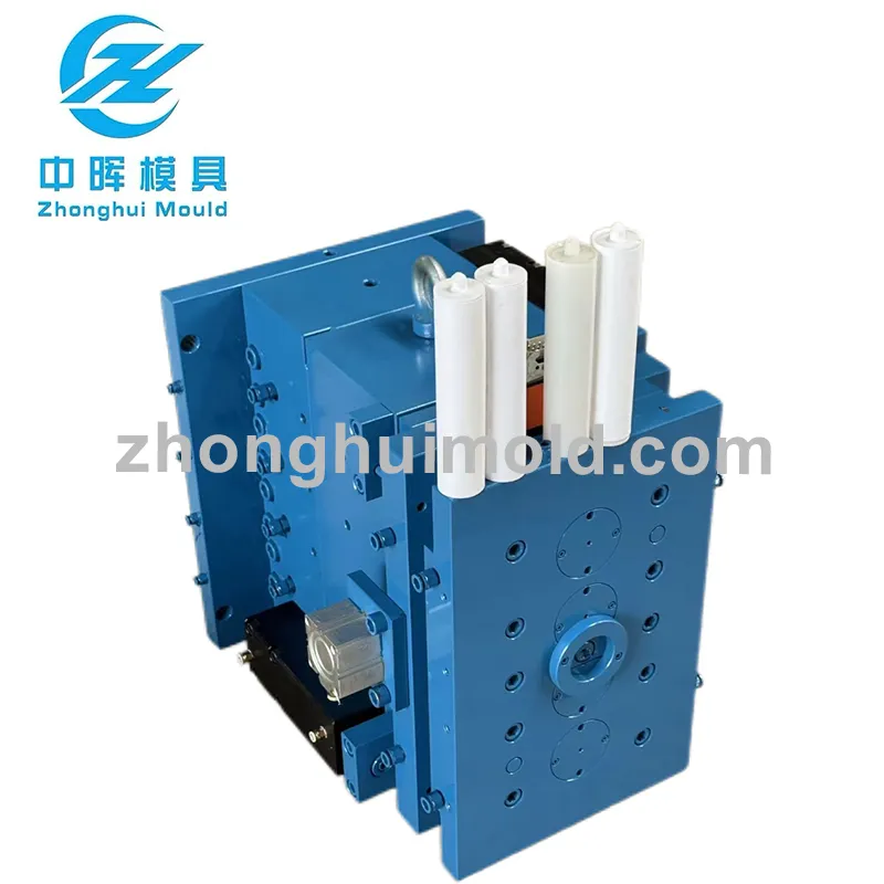 Hot Runner 4‑Cavity Plastic Sealant Cartridge Mold, One Out Four Glass Glue Tube Mould For Chemical Adhesive