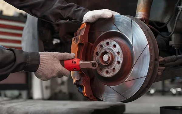 What are the indications of a failed "automatic adjustment mechanism" in an air disc brake caliper?