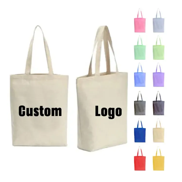 HANSUN Promotional Personalized Blank Plain Cotton Canvas Bags Reusable Shopping Cotton Tote Bags With Custom Printed Logo