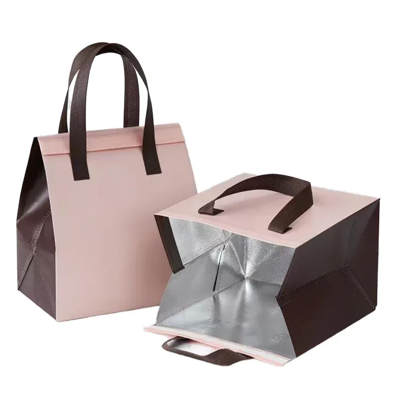Wholesale Non Woven Cooler Carry Bag Promotional Picnic Lunch Insulation Beach Thermal Food Letter Pattern Custom Takeout Bag