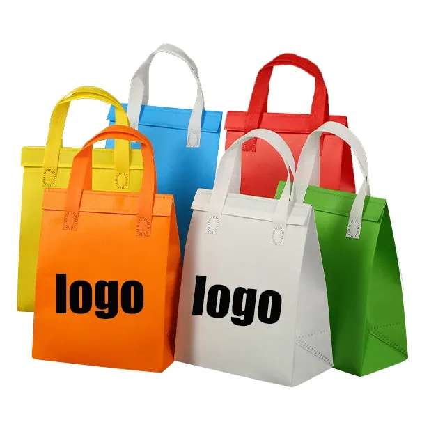 Wholesale Food Takeaway Storage Bag Aluminum Foil Lining Drinks Custom Waterproof Insulated Food Delivery Non-Woven Cooler Bag
