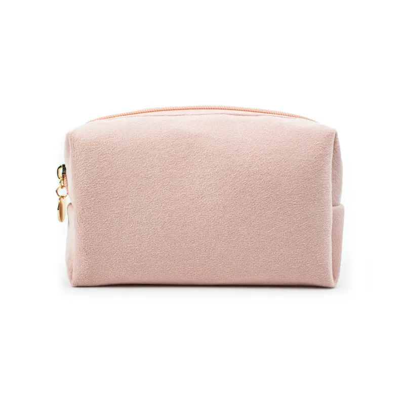 Custom Velvet Makeup Pouch Travel Organizer Fashion Personalized Female Travel Toiletry Pouch Zipper Pink Washbag Cosmetic Bag