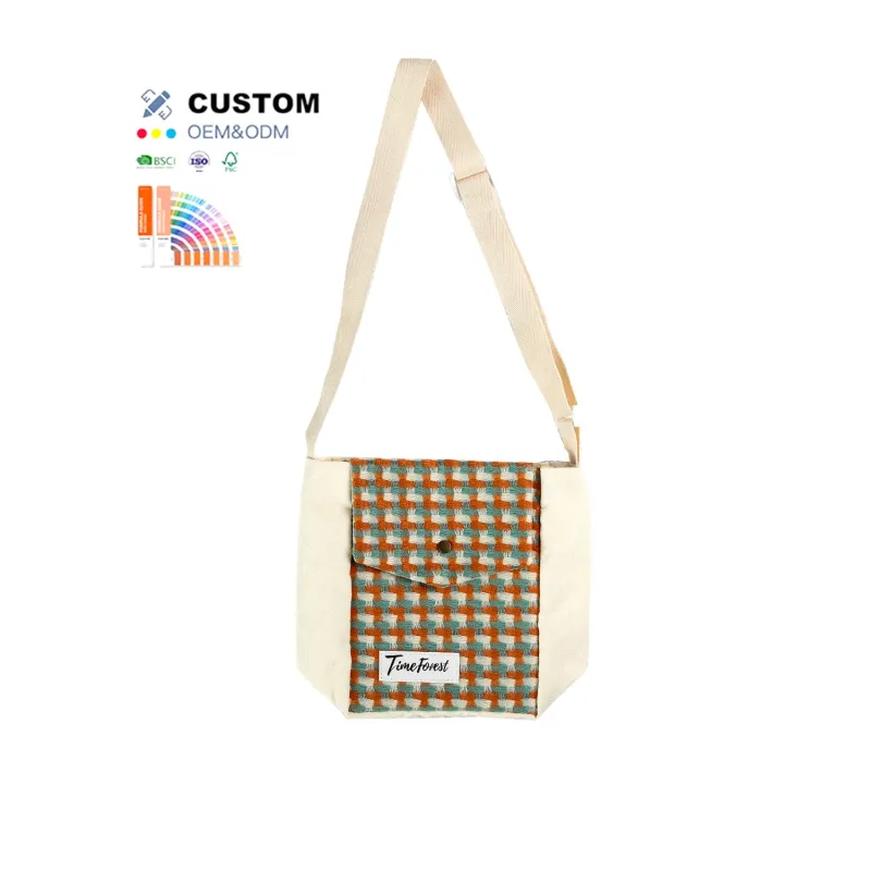 HANSUN Custom Fashion Shopping Bag Casual Single Crossbody Shoulder Canvas Tote Bag for Woman