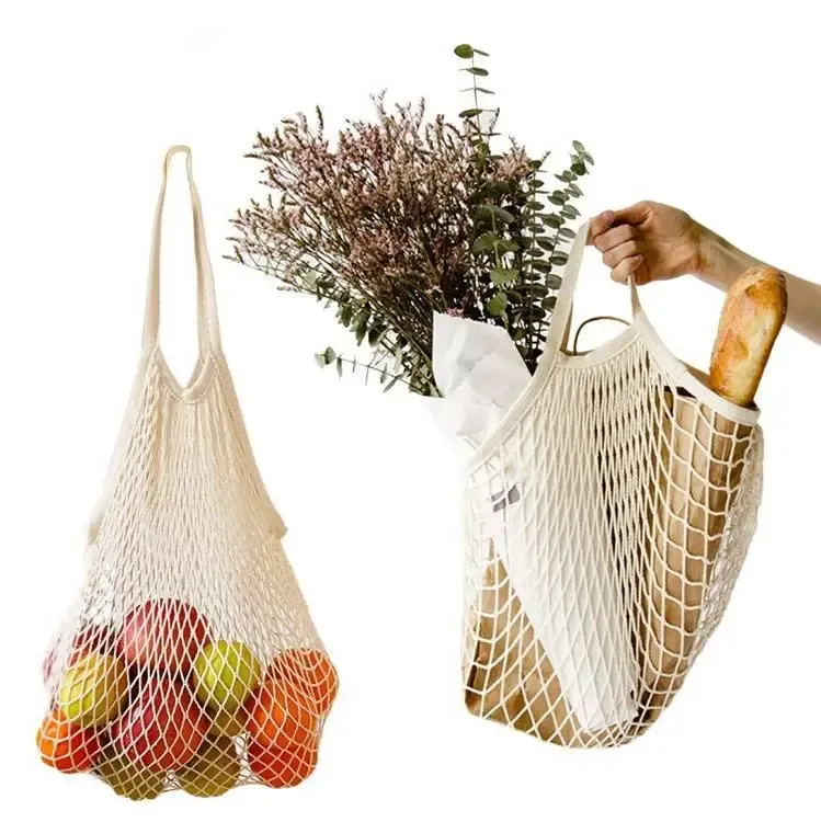 HANSUN Wholesale Fruit Cotton Vegetable Mesh Eco Reusable Bags Produce Cotton Mesh Sports Bag