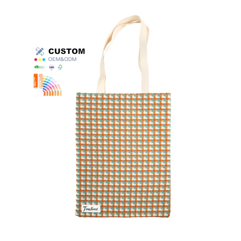 HANSUN Custom Large Canvas Tote Bag Custom Printed logo Own Design with Pocket and Zipper