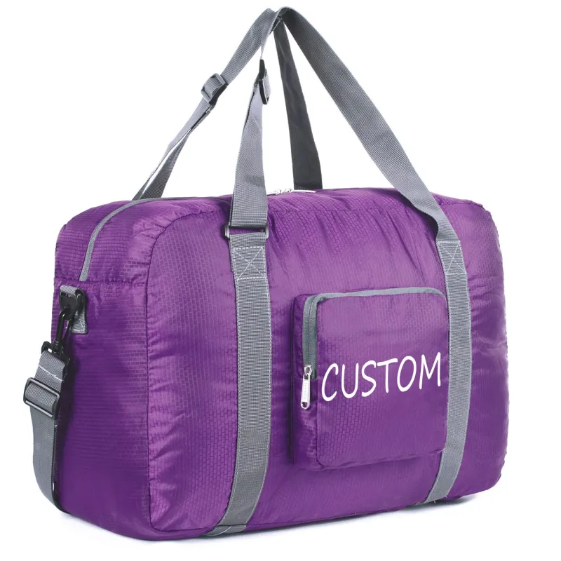 New Design Airlines 18" Foldable Carry on Bag Reusable Logo Waterproof Weekender Bags Custom Folding Duffle Bag for Women Girls