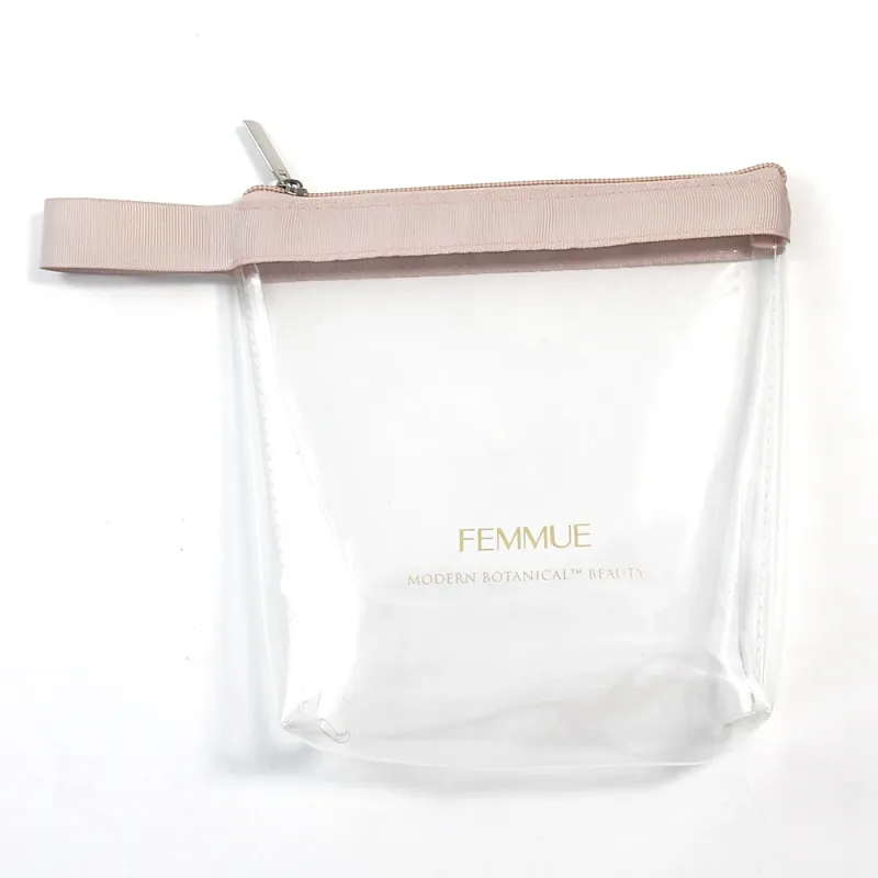 Wholesale Luxury Professional Cute Small Mini Pink Transparent Cosmetic Bag PVC Travel Makeup Bag With Logo