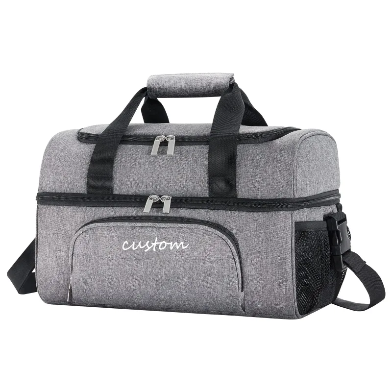 Insulated Lunch Bag Lightweight Portable Double Layer Capacity Thermal Waterproof Picnic Cooler Bag for Picnic Beach Work Trip